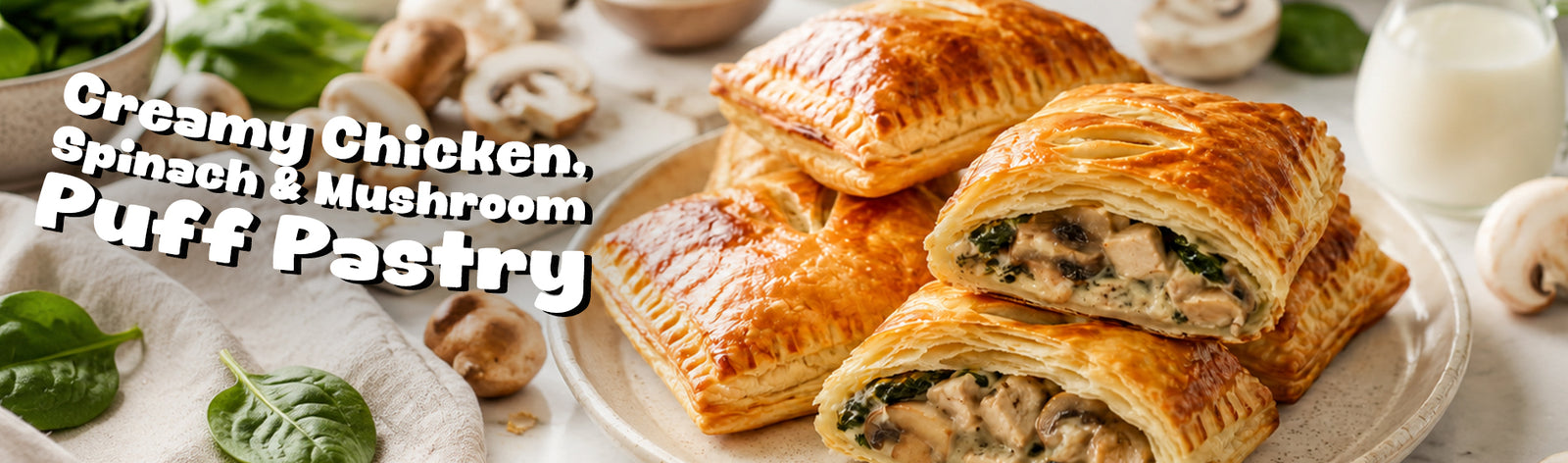 Creamy Chicken, Spinach & Mushroom Puff Pastry