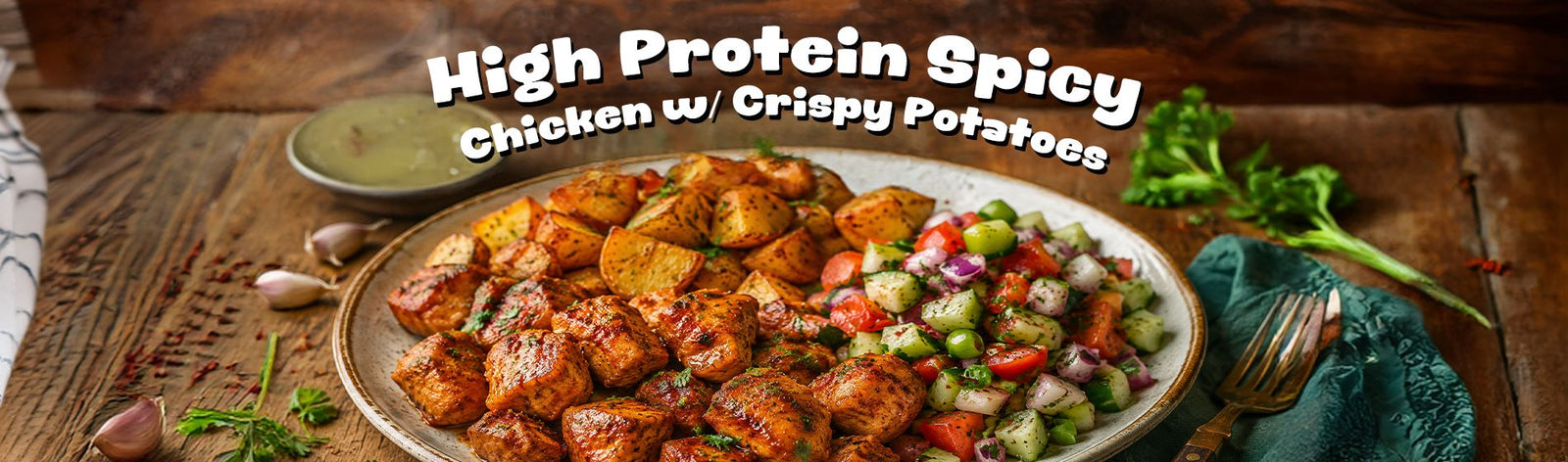 High Protein Spicy Chicken w/ Crispy Potatoes (flexbynicki)