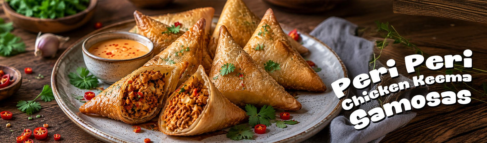Peri Peri Chicken Keema Samosas